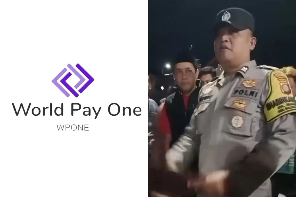 Polisi menengahi keramaian warga yang merasa dirugikan oleh aplikasi investasi Wpone. (Sumber: Facebook/WPONE INDONESIA)