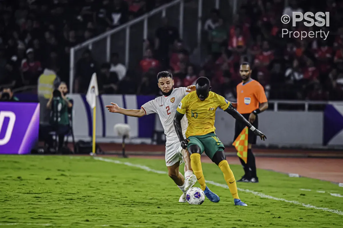 Timnas Indonesia saat hadapi Australia di Stadion GBK pada pertemuan pertama di putaran tiga kualifikasi Piala Dunia 2026 Zona Asia. (Sumber: pssi.org)