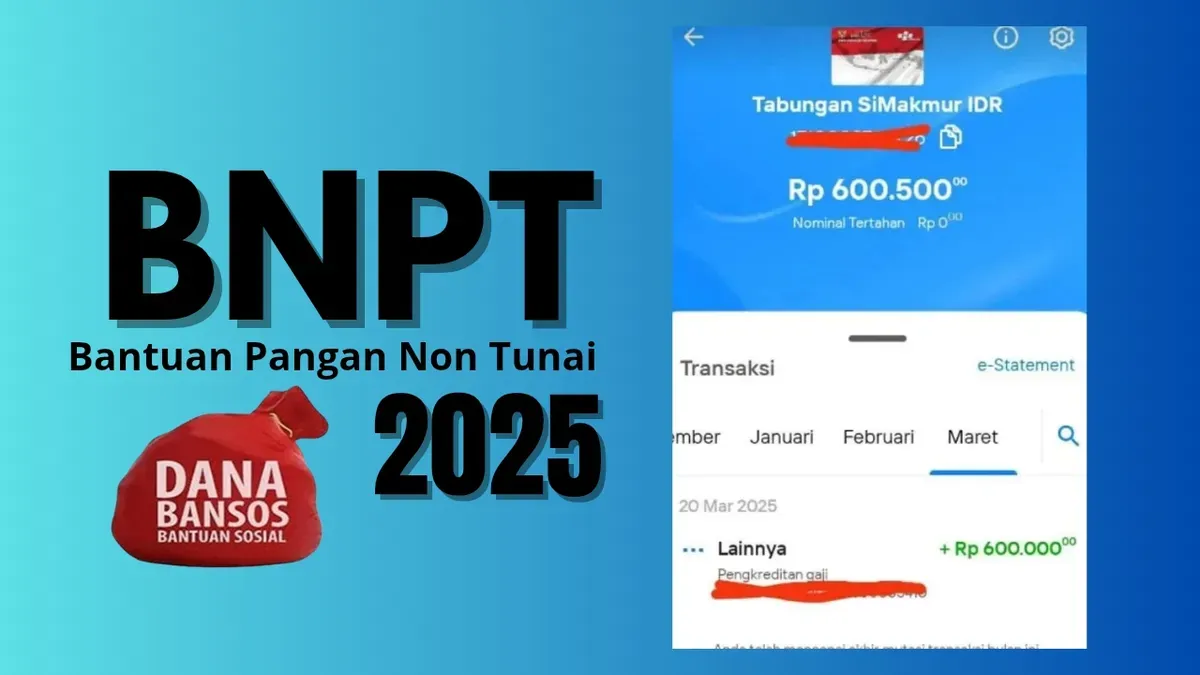 Telah cair susulan bansos BPNT tahap 1 2025 Rp600.000 di periode akhir penyaluran bulan Maret ini. Di mana saldo diterima oleh KPM pemegang KKS Bank Mandiri. (Sumber: Poskota/Neni Nuraeni/Facebook/@Risa Devi Yulianti/Ist)