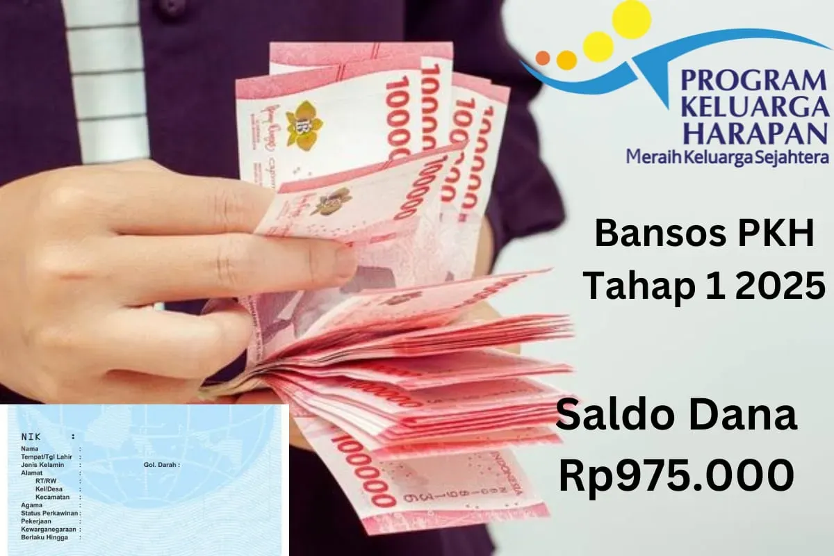 NIK e-KTP atas nama Anda valid menerima saldo dana Rp975.000 dari subsidi bansos PKH tahap 1 2025. (Sumber: Poskota/Gabriel Omar Batistuta)