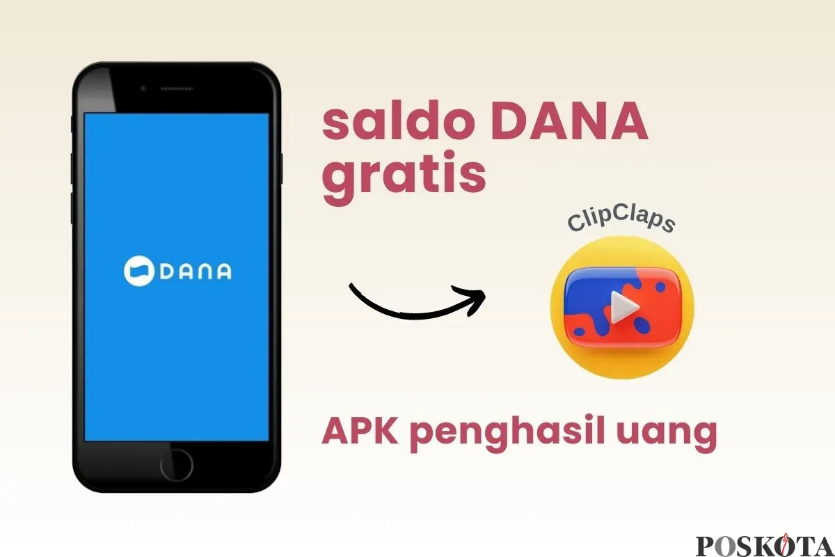 Klaim saldo DANA gratis dari ClipClaps aplikasi penghasil uang. (Sumber: Poskota/Della Amelia)