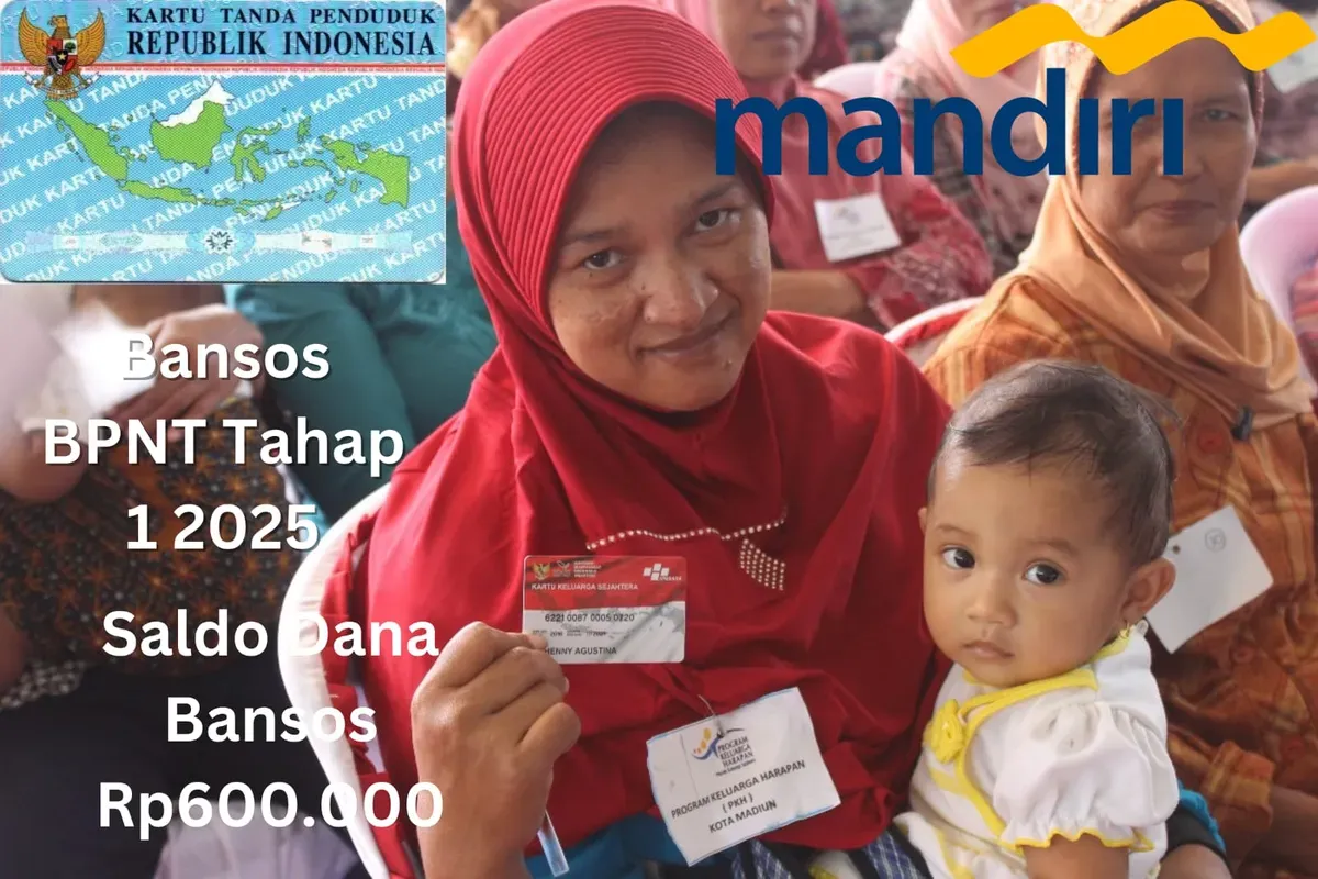 Saldo dana bansos Rp600.000 dari subsidi BPNT tahap 1 2025 cair ke Rekening Bank Mandiri milik NIK e-KTP atas kepemilikan nama kamu. (Sumber: Poskota/Gabriel Omar Batistuta)