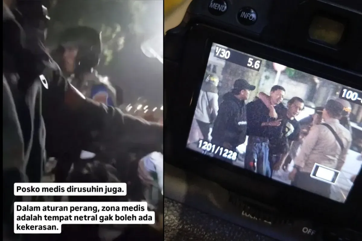 Posko medis di lokasi demonstrasi Tolak RUU TNI di Malang disebut kena serbu aparat gabungan Polisi dan TNI. (Sumber: Istimewa)