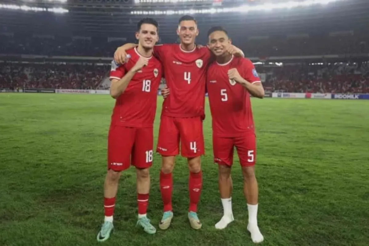 Jay Idzes, Justin Hubner, dan Rizky Ridho. (Sumber: PSSI)