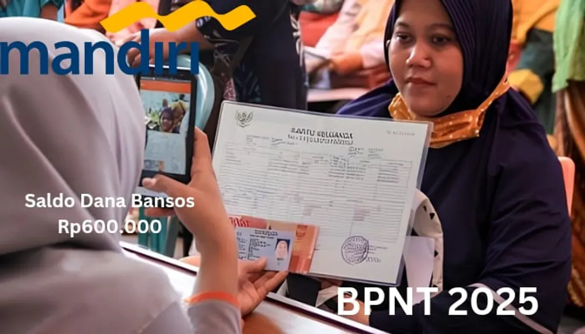 NIK e-KTP kamu terdata oleh pemerintah meneirma saldo dana bansos Rp600.000 dari subsidi BPNT 2025 cair ke Rekening Bank Mandiri. (Sumber: Poskota/Gabriel Omar Batistuta)