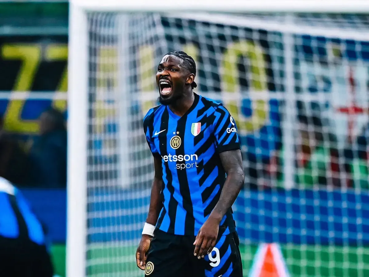 Marcus Thuram mencetak sejarah di Liga Champions dengan gol kilat ke gawang Barcelona di semifinal Liga Champions, Kamis, 1 Mei 2025. (Sumber: @thuram)