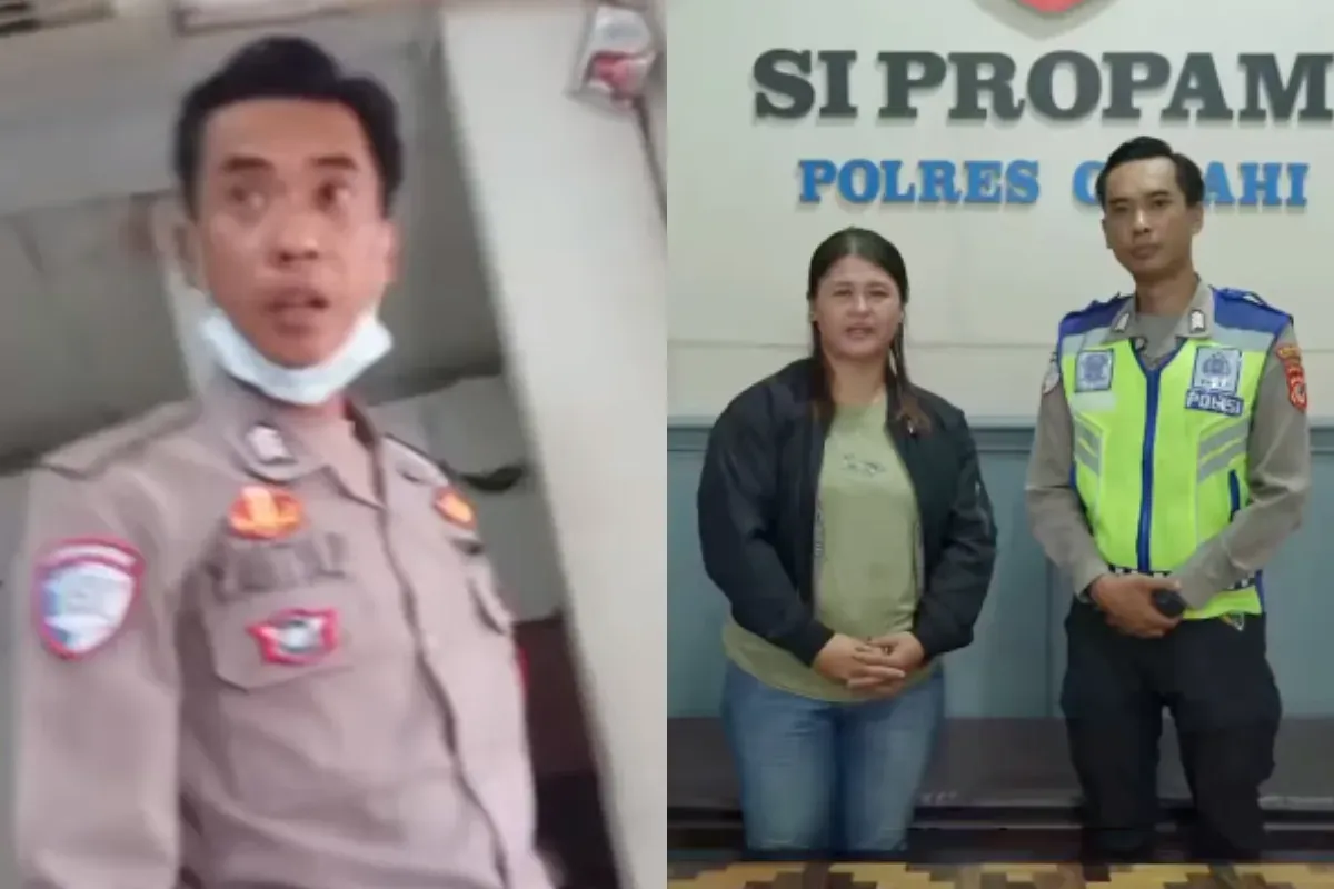 Polisi yang diduga meminta uang tilang Rp500 ribu ke pengendara motor berakhir damai. (Sumber: Tangkap Layar Instagram/@cimahipolres)