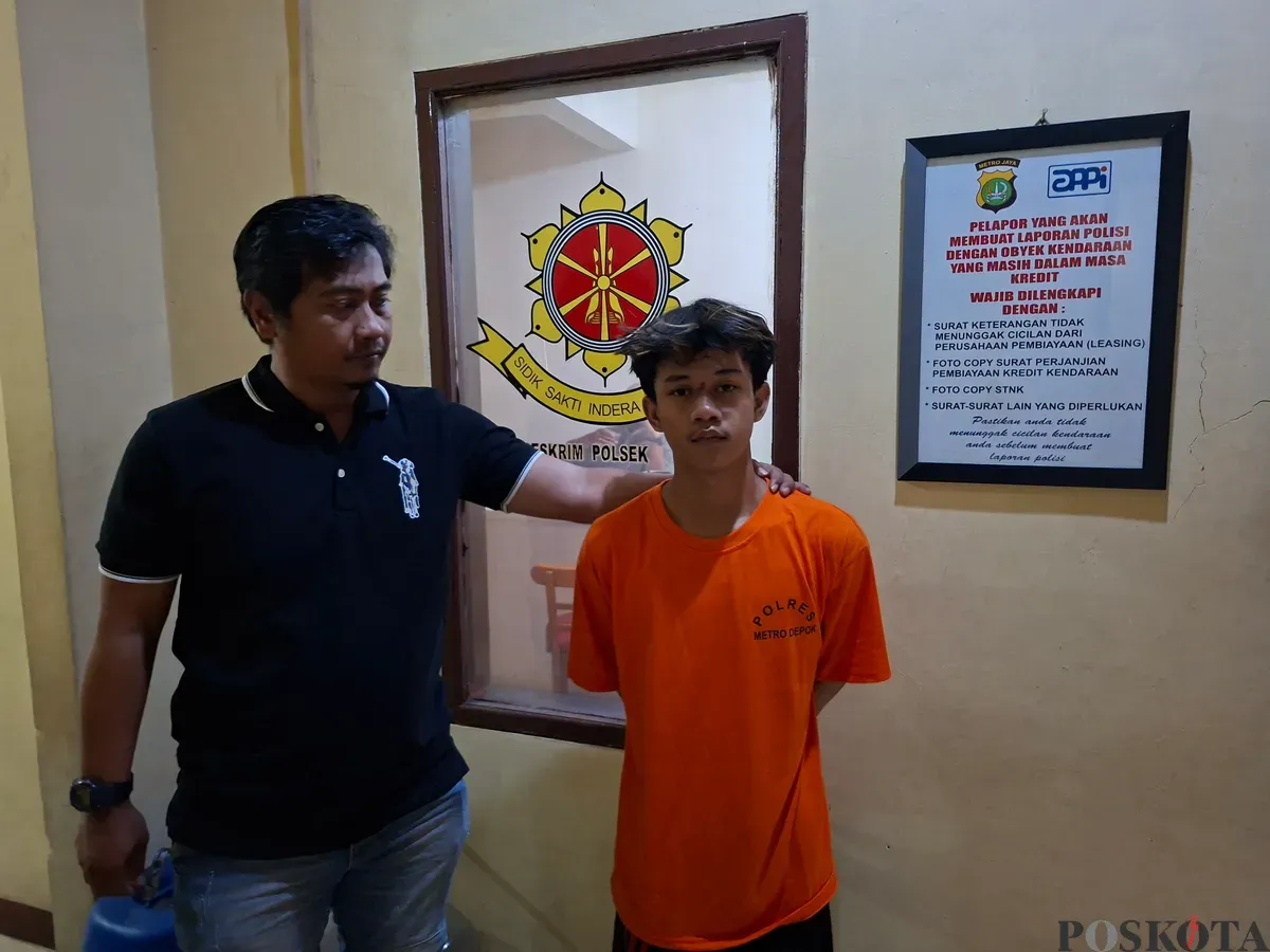 Seorang pemuda tamatan SD ditangkap Polsek Bojongsari, Depok setelah terpergok curi motor. (Sumber: Poskota/Angga Pahlevi)