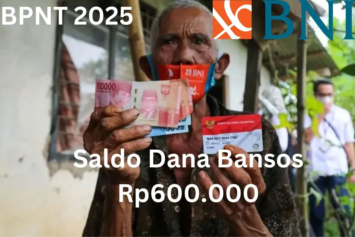 Cek informasi pencairan saldo dana bansos Rp600.000 dari subsidi BPNT 2025 cair ke Rekening BNI Anda. (Sumber: Poskota/Gabriel Omar Batistuta)