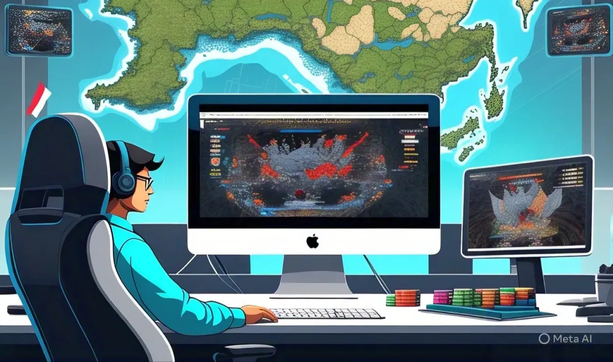Ilustrasi judi online, Indonesia masih menjadi target para mafia judi online (Judol). Bareskrim ungkapkan tingginya jumlah penduduk dan masih banyaknya masyarakat yang kecanduan judol. (Sumber: Meta AI)