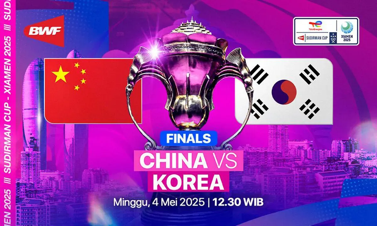 Link live streaming final Sudirman Cup 2025 China vs Korea Selatan. (Sumber: Vidio)