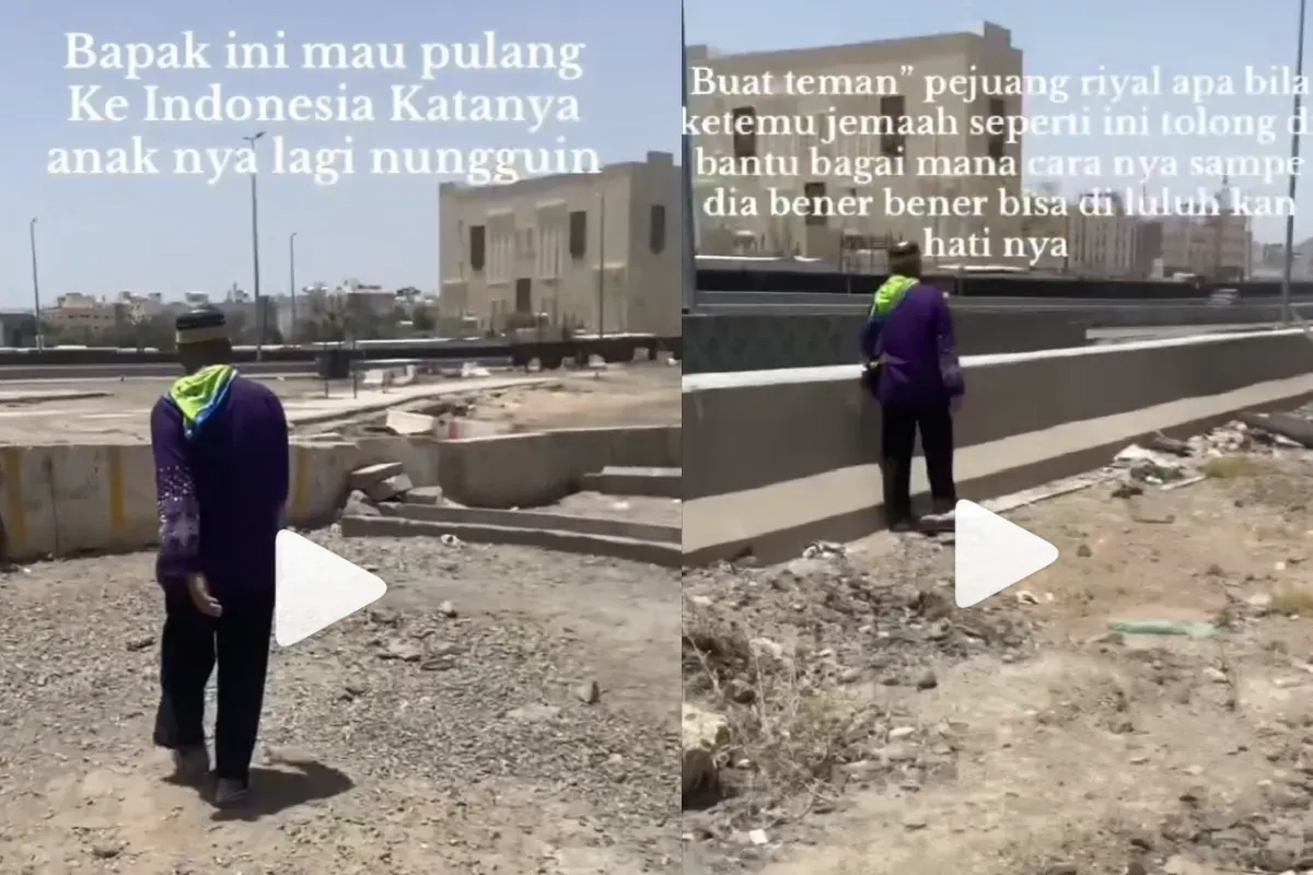Seorang jamaah haji lansia asal Indonesia terekam kamera tengah mencari jalan pulang di Kota Madinah, viral karena ingin kembali ke Tanah Air meski ibadah belum selesai. (Sumber: Instagram/@unikinfold)