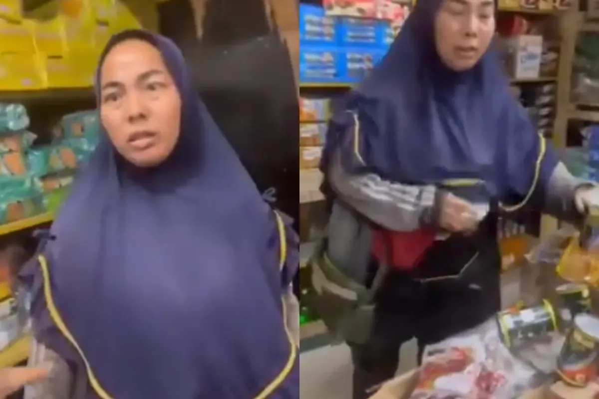 Seorang ibu-ibu terciduk pemilik toko maling kaleng sarden diduga selama dua tahun aksinya dilakukan hingga toko mengalami kerugian ratusan juta rupiah. (Sumber: Tangkap Layar X/@lambepakturah)