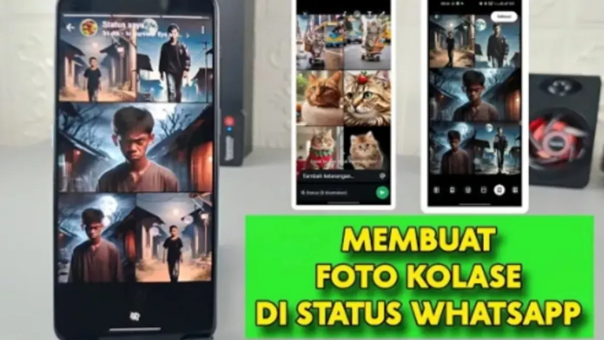 Fitur kolase baru di Status WhatsApp memungkinkan kamu menyusun hingga 6 foto dalam satu unggahan. Coba sekarang di versi beta. (Sumber: YouTube/@Syam Kapuk)