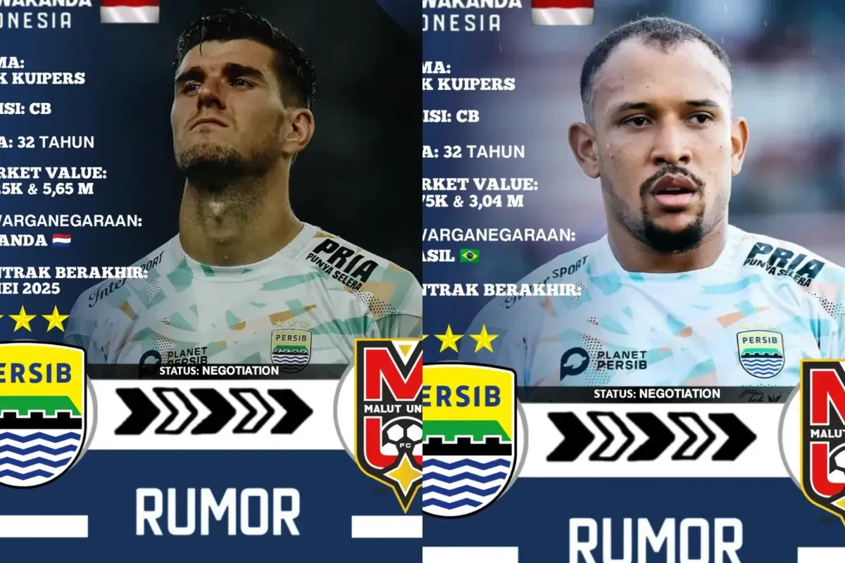 Ilustrasi rumor transfer Persib, Nick Kuipers (kiri) dan Gustavo Franca (kanan) yang dikaitkan dengan Malut United. (Sumber: Instagram/@ownerwakanda)