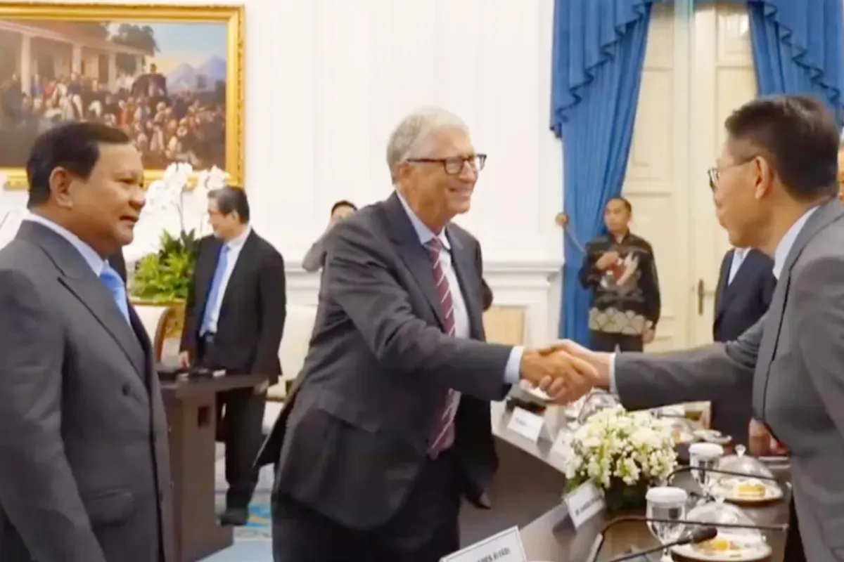 Potret Bill Gates disambut Presiden Prabowo Subianto di Istana Negara. (Sumber: YouTube/Sekretariat Negara)