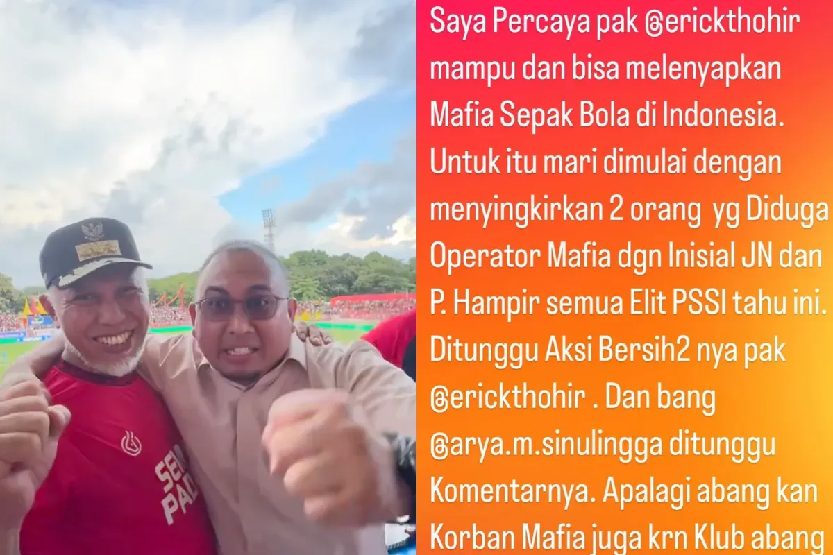 Potret Ander Rosiade yang mendesak PSSI bersihkan mafia bola. (Sumber: Instagram/@andrerosiade)