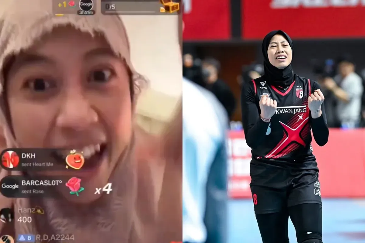 Potret Megawati Hangestri yang viral saat marah pada netizen. (Sumber: X/@dly_volleyball dan @xgv_id)