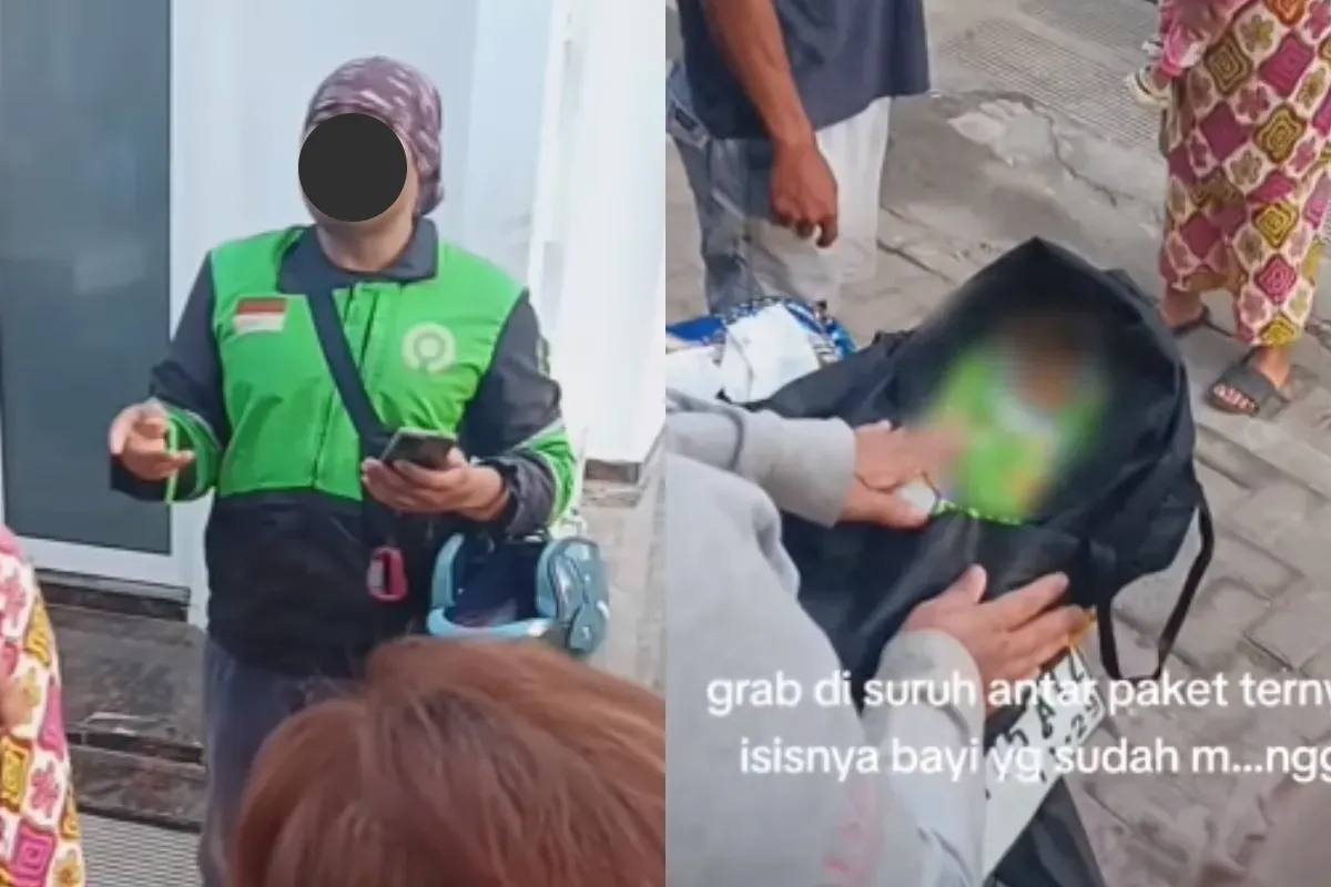 Driver ojol mengantar order paket berisikan mayat bayi di Kota Medan. (Sumber: Tangkap Layar Instagram/@medsoszone)
