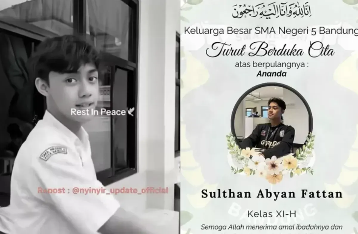 Potret Sulthan Abyan Fattan siswa SMAN 5 Bandung meninggal dunia korban kecelakaan Jl Anggrek Cihapit. (Sumber: Instagram/@nyinyir_update_official/@sman5bandung)