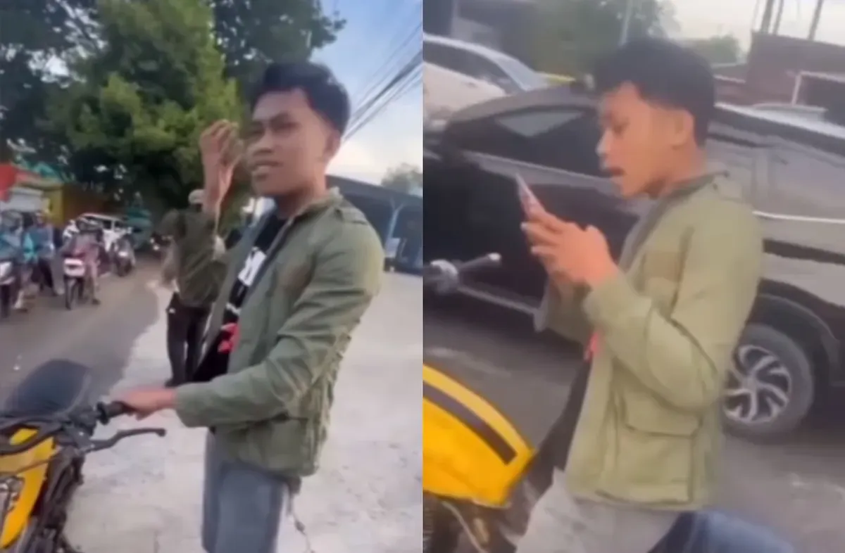 Seorang pengendara motor mengaku anak pensiunan polisi saat diberhentikan polantas di Maros. (Sumber: Tangkap Layar Instagram/@medsoszone)