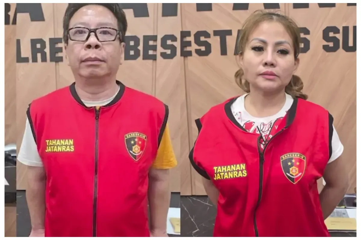 Bos CV Sentoso Seal, Jan Hwa Diana & suami ditahan usai viral rusak mobil kontraktor. Sebelumnya, mereka tersandung kasus dugaan penahanan ijazah karyawan & usaha tanpa izin. (Sumber: Istimewa Polrestabes Surabaya)