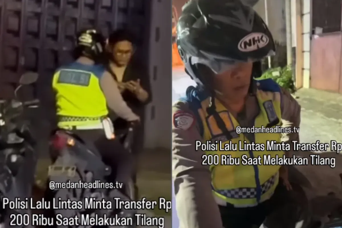 Polisi diduga melakukan pungli kepada pengendara motor dengan meminta transfer Rp200.000. (Sumber: Tangkap Layar Instagram/@medsoszone)