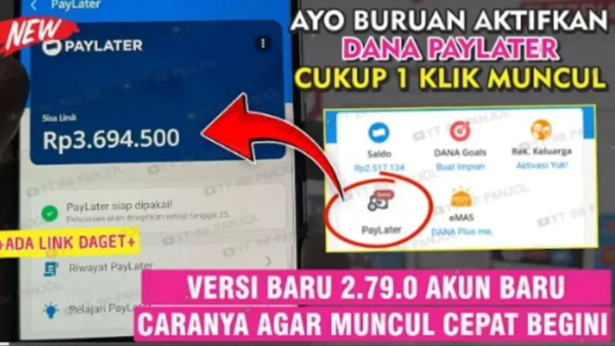 Ilustrasi cara mengaktifkan DANA Paylater. (Sumber: YouTube/@Ini Panjol)