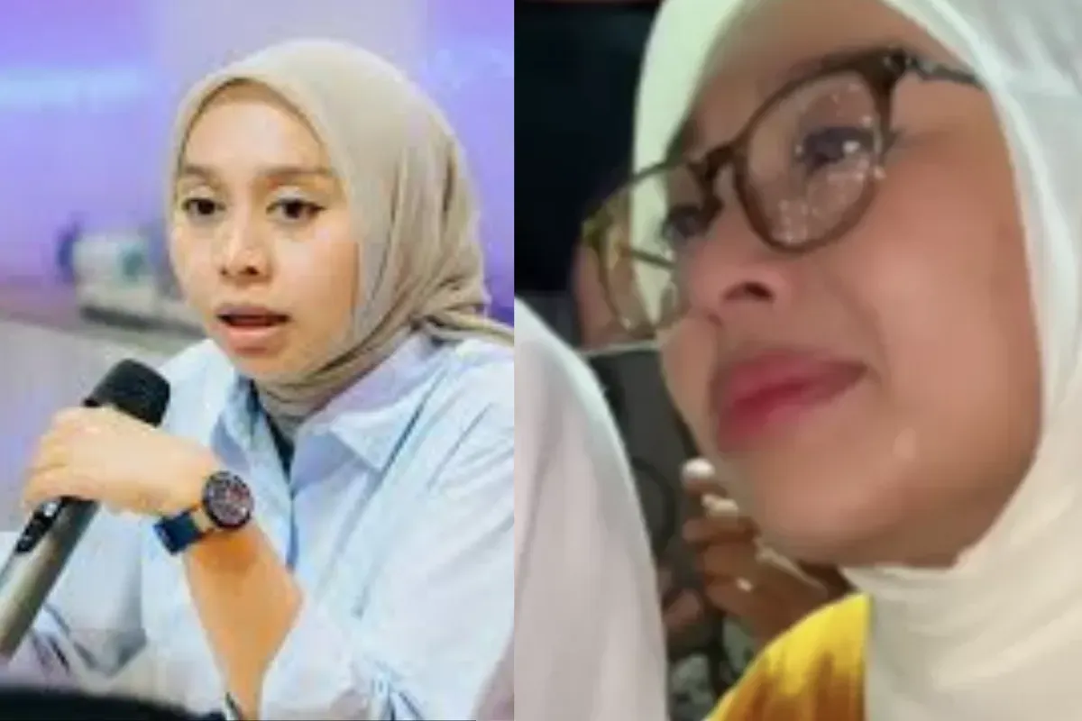 Wakil Bupati Garut, Putri Karlina, terlihat menangis usai mendengarkan curahan hati seorang ibu tunggal dalam video yang viral di media sosial. (Sumber: TikTok/@asligarut__)