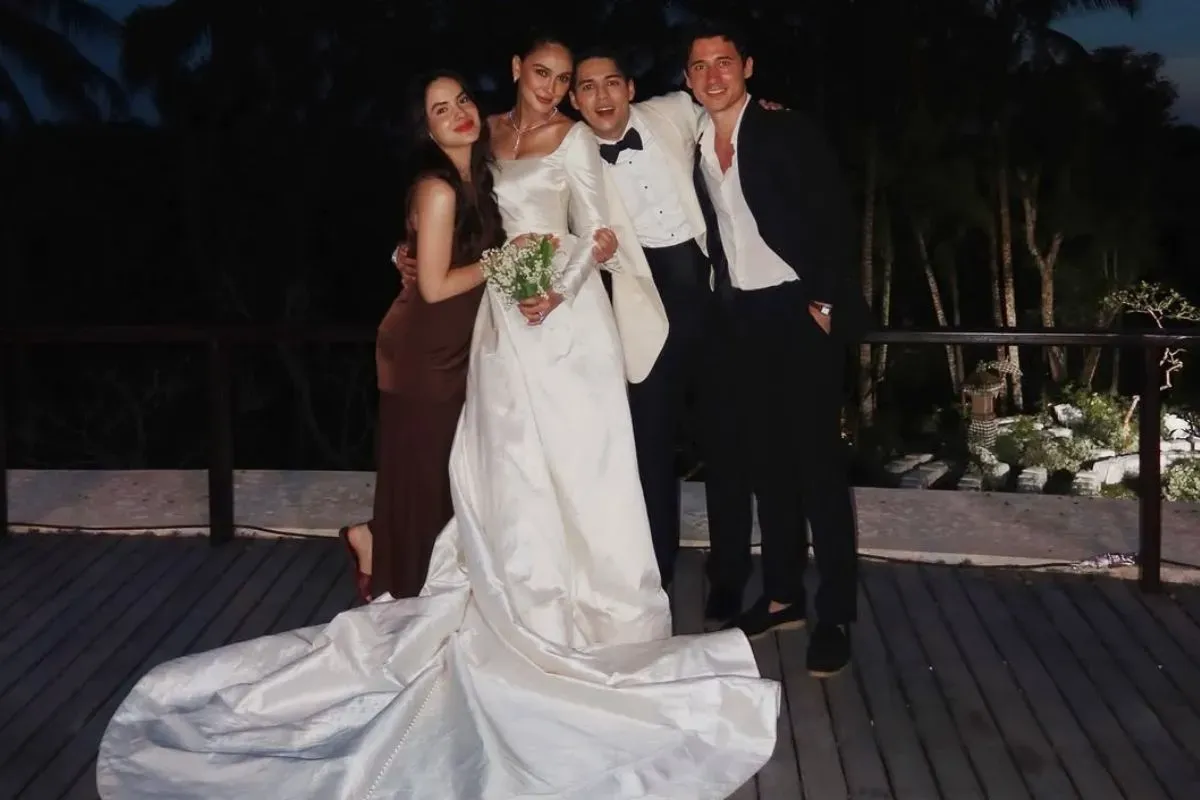 Nino Fernandez dan Steffi Zamora tampil semakin terang-terangan dalam pernikahan Luna Maya dan Maxime Bouttier. (Sumber: Instagram/@steffizamoraaa)