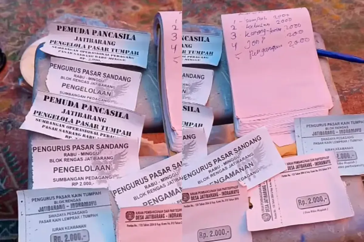 Pedagang di Pasar Jatibarang jadi korban dugaan pungli oleh oknum ormas. (Sumber: Tangkap Layar TikTok/@indahcollection7)