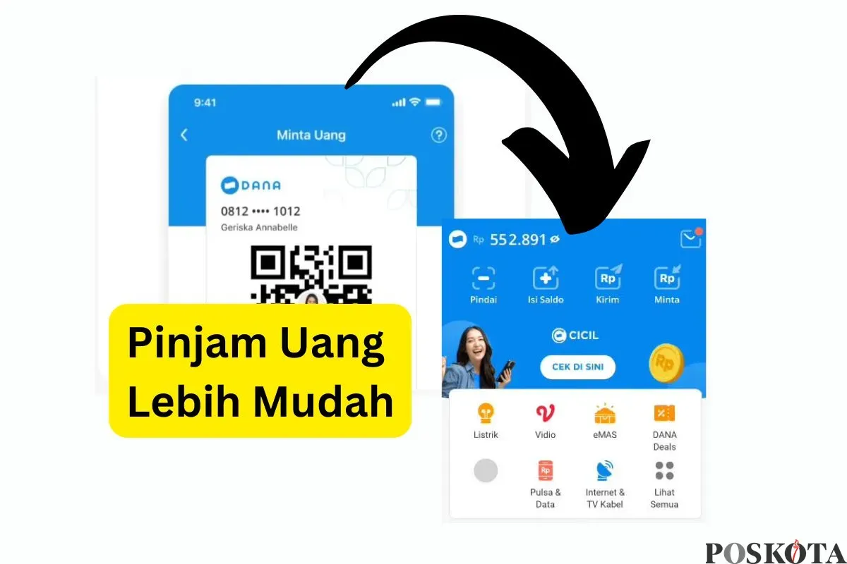 Begini cara pinjam uang di aplikasi DANA Premium Rp500.000 tanpa BI Checking. (Sumber: Poskota/Faiz)