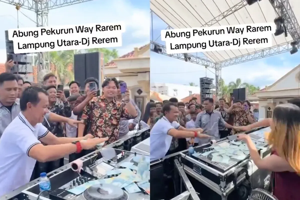 Potret anggota DPRD Lampung Utara, Hatami yang viral karena sawer DJ. (Sumber: X/@ilhampid)