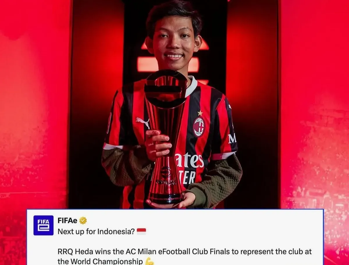 Huda pemain esport di eFootball asal tim RRQ berhasil menjuarai eFootball Championship 2025  AC Milan Club Finals. (IG RRQ)