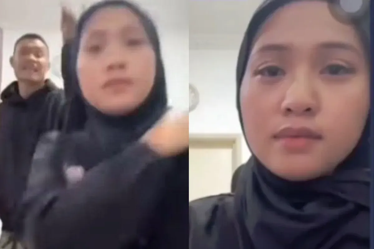Siti Jamumall menangis saat siaran langsung di TikTok, sesaat sebelum Khairul Aiman menjatuhkan talak kedua. (Sumber: TikTok/@sitijamumall)