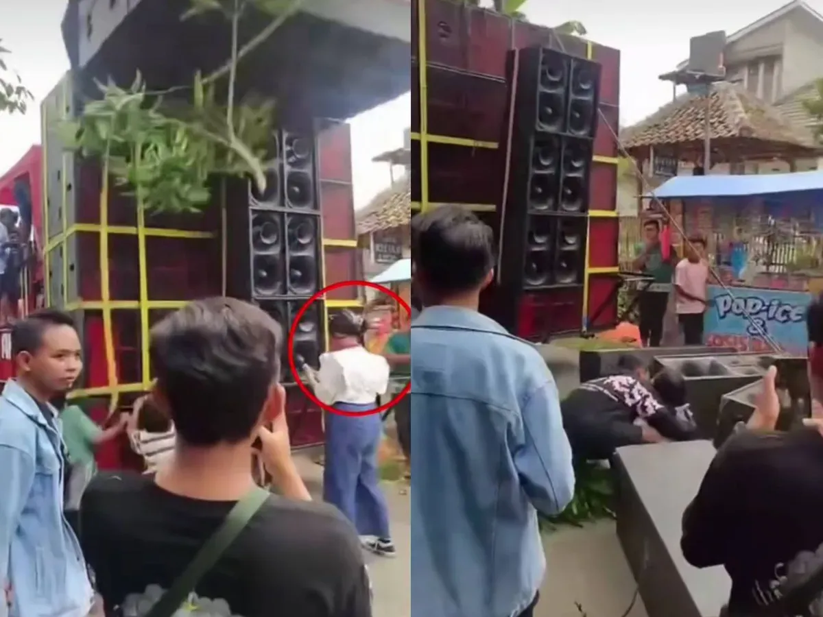 Detik-detik sound Horeg roboh menimpa penonton di Bondowoso, Jawa Timur viral di medsos hingga menuai komentar netizen. (Sumber: Tangkap layar Instagram/@medsoszone)