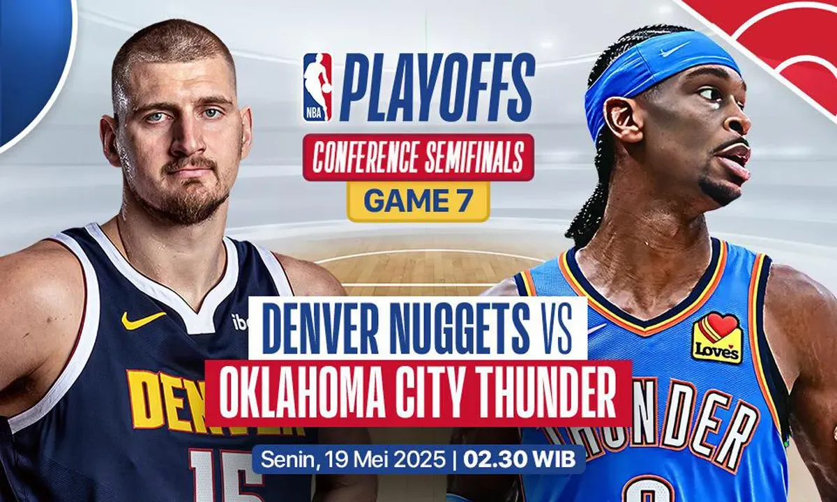 Link live streaming Oklahoma City Thunder vs Denver Nuggets di semifinal wilayah barat playoff NBA 2025. (Sumber: Vidio)