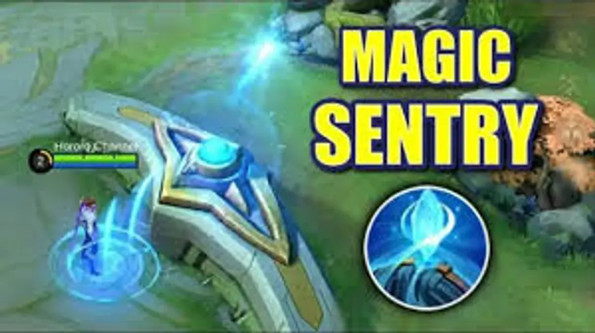 Tampilan Magic Sentry aktif di base tim, memberikan vision strategis selama 6 detik untuk membantu tim bertahan dalam tekanan di late game.