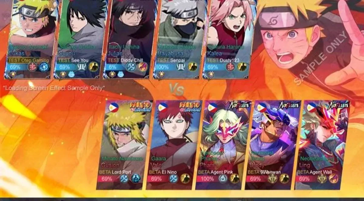 Skin kolaborasi Naruto di MLBB memberikan sentuhan visual khas ninja pada hero jungler, memperkuat identitas karakter serta menambah semangat bertanding dalam Mode Rank. (Sumber: Pinterest)