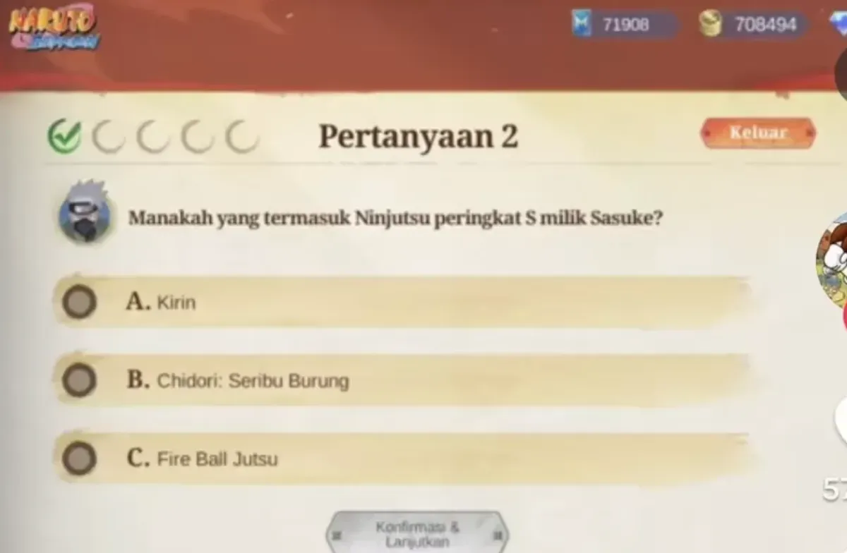Kunci jawaban event MLBB x Naruto 2025 Heri Tingkat S. (Sumber: TikTok/@borneogaming)