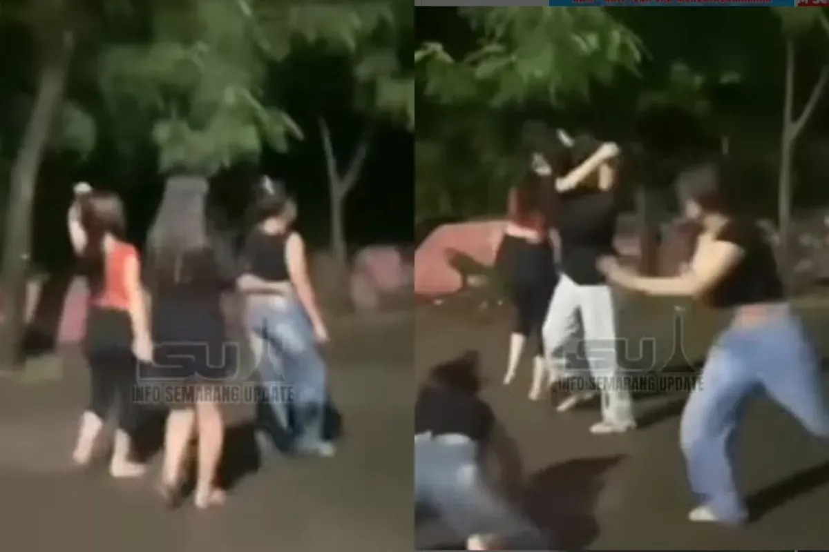 Dua kelompok wanita terlibat perkelahian di Semarang. (Sumber: Tangkap Layar Instagram/@info_semarang_update)