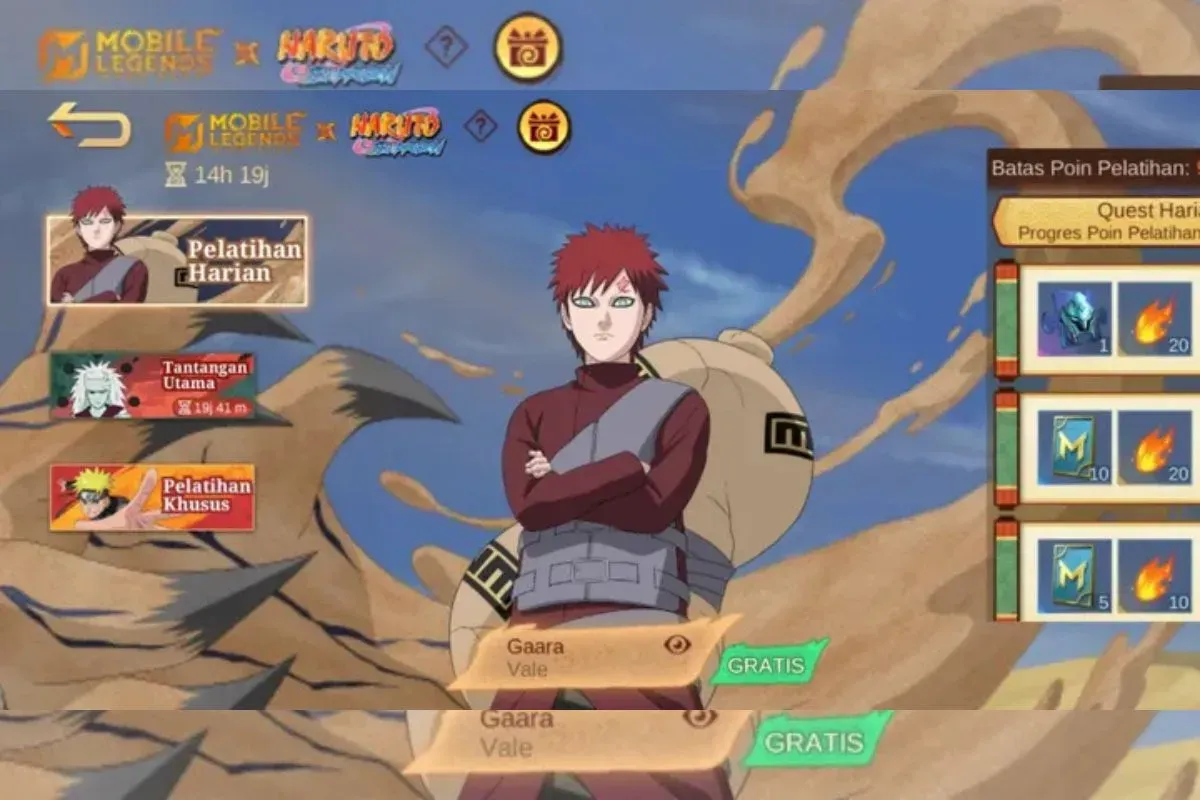 Jawaban yang tepat untuk kuis siapa kakak perempuan Gaara dalam event MLBB x Naruto. (Sumber: Istimewa)