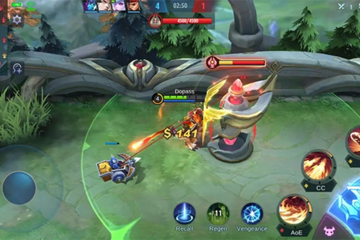 Turet dengan energy shield di early game MLBB mode ranked normal. (Sumber: Istimewa)