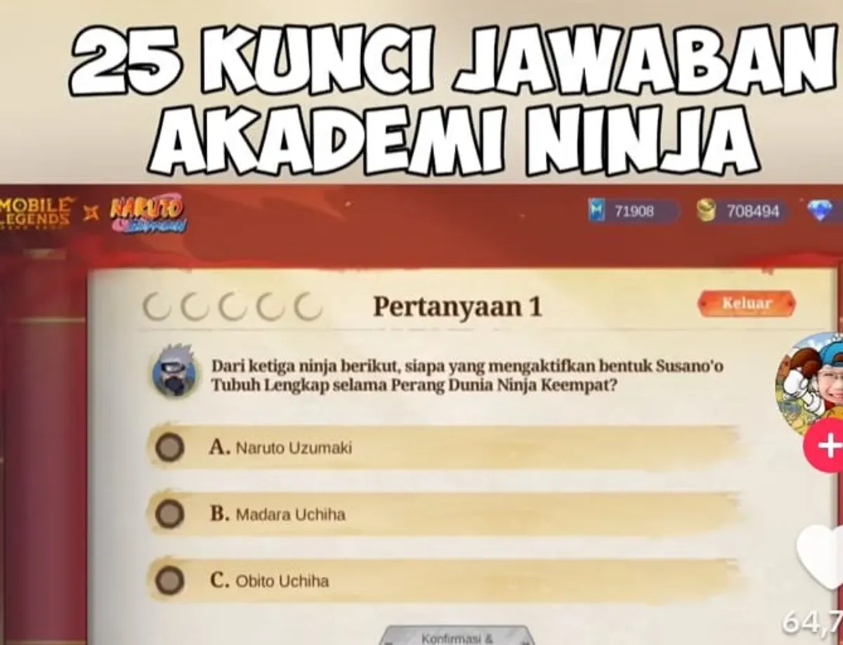 Simak jawaban kuis MLBB x Naruto. (Sumber: Tiktok/@zayxyzll)