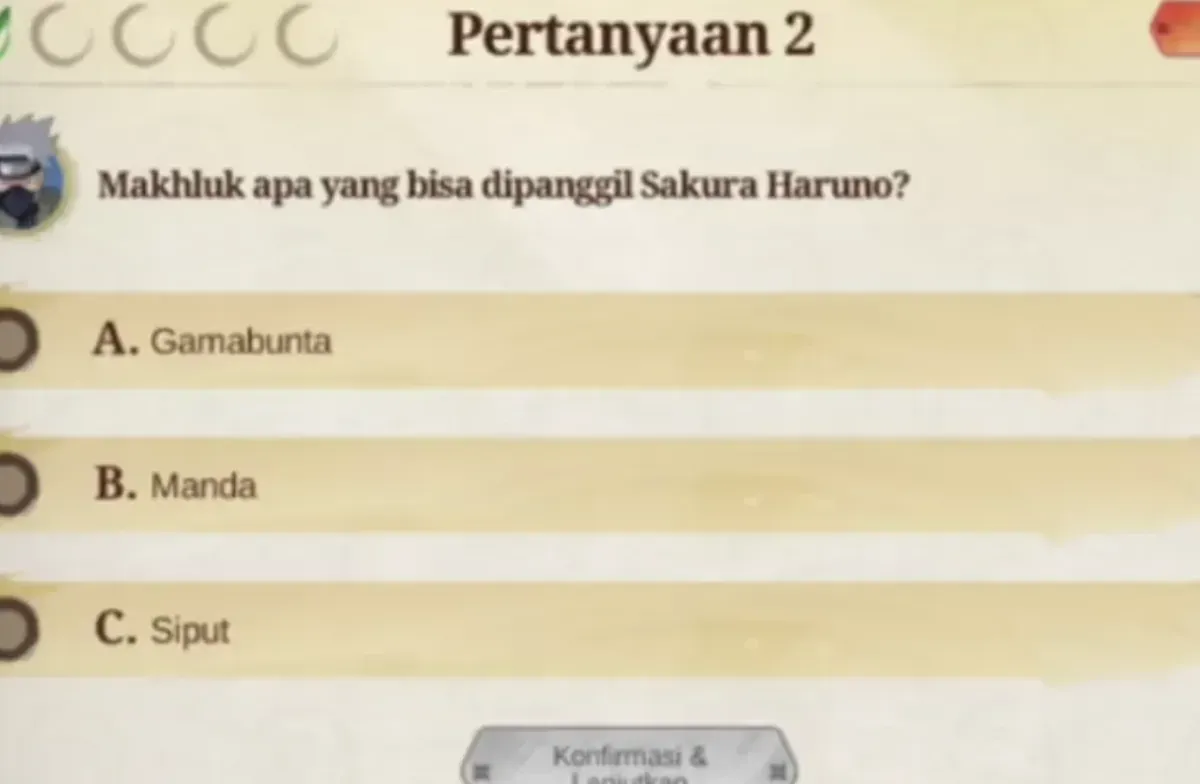 Kunci jawaban Akademi Ninja Naruto x MLBB (Sumber: TikTok/@charloxy___yt)