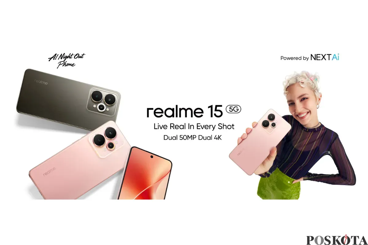 Spesifikasi Realme 15 5G dengan Baterai Jumbo dan Integrasi AI (Sumber: Realme)