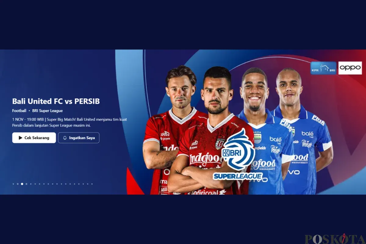 Link Live Streaming Nonton Bali United vs Persib Bandung Hari Ini di BRI Super League Pukul 19.00 WIB (Sumber: Vidio/Vidio.com)