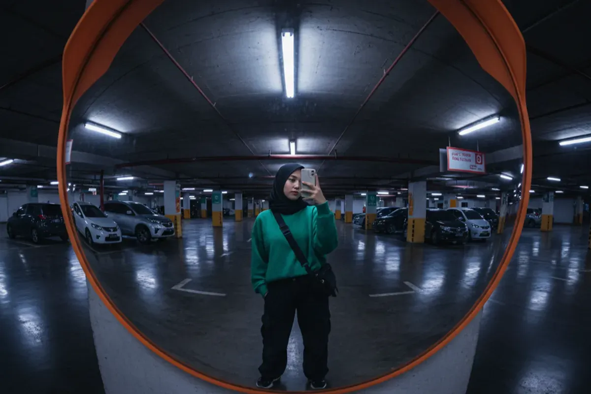 Hasil edit foto mirror selfie estetik pakai prompt Gemini AI. (Sumber: Gemini AI)