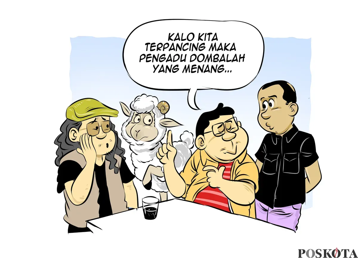 Ilustrasi percakapan tentang bahaya adu domba dalam kehidupan sosial dan politik, di mana yang diuntungkan adalah pengadu domba. (Sumber: Poskota/Arif Setiadi)
