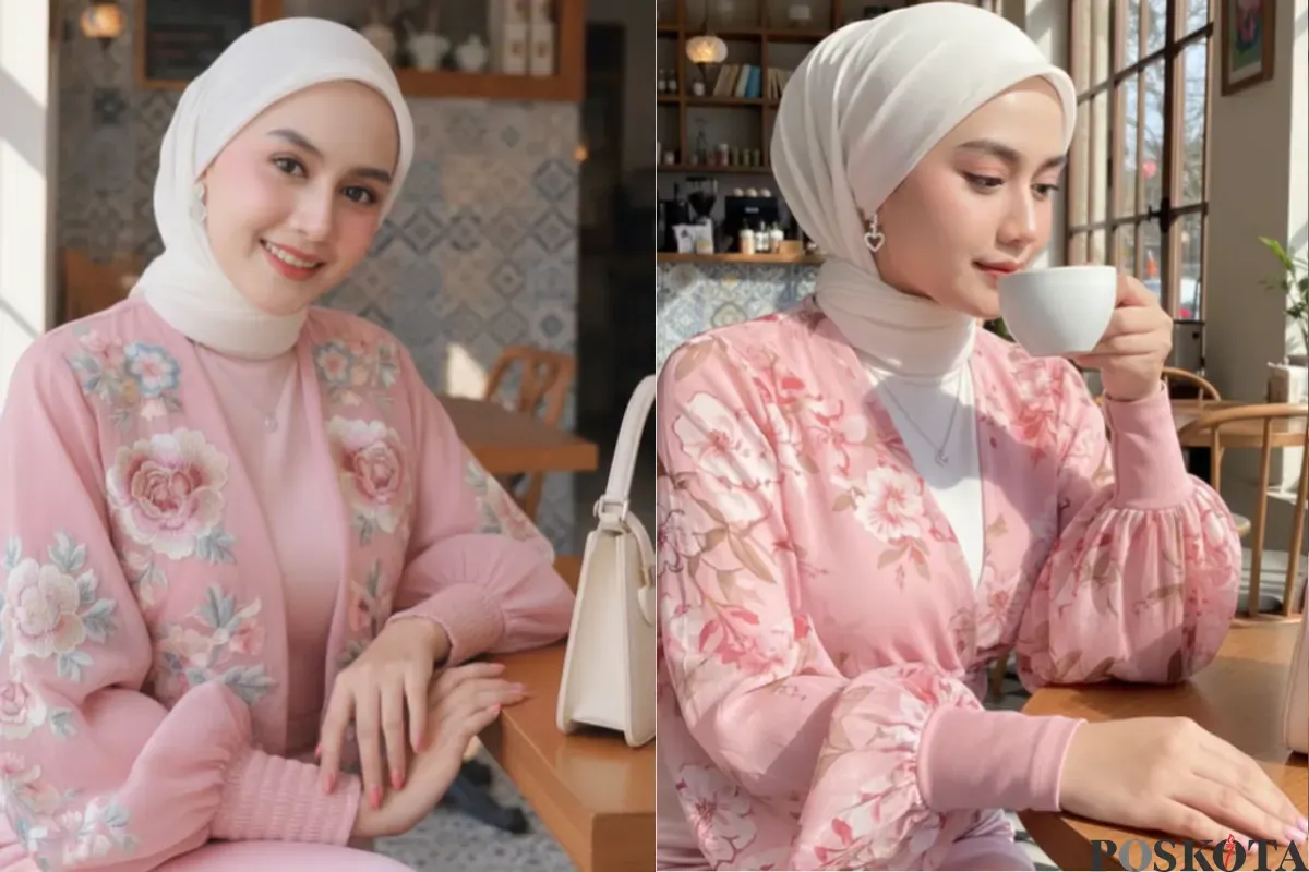 Prompt Edit Foto di Cafe Aesthetic dengan OOTD Pastel Pakai Gemini AI (Sumber: TikTok/@yulizaa20)